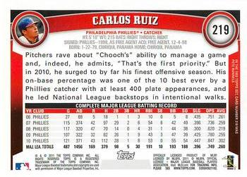 2011 Topps - Diamond Anniversary #219 Carlos Ruiz Back
