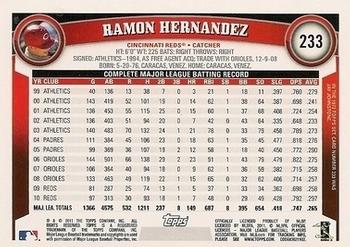 2011 Topps - Diamond Anniversary #233 Ramon Hernandez Back