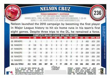 2011 Topps - Diamond Anniversary #236 Nelson Cruz Back