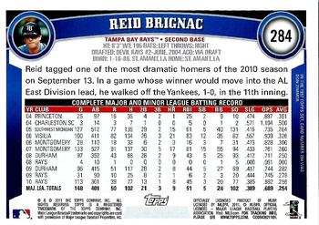 2011 Topps - Diamond Anniversary #284 Reid Brignac Back