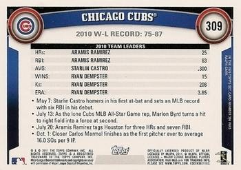 2011 Topps - Diamond Anniversary #309 Chicago Cubs Back