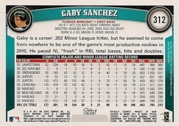 2011 Topps - Diamond Anniversary #312 Gaby Sanchez Back