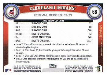 2011 Topps - Diamond Anniversary #68 Cleveland Indians Back