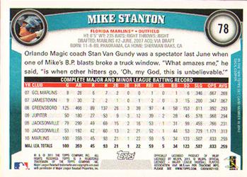 2011 Topps - Diamond Anniversary #78 Mike Stanton Back