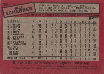 1985 Topps Wendy's/Coca-Cola Detroit Tigers #19 Bill Scherrer Back