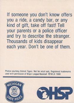 1988 Detroit Tigers Police #NNO Doyle Alexander Back