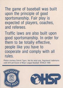 1988 Detroit Tigers Police #NNO Tom Brookens Back