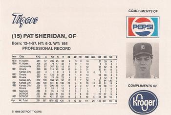 1988 Pepsi/Kroger Detroit Tigers #15 Pat Sheridan Back