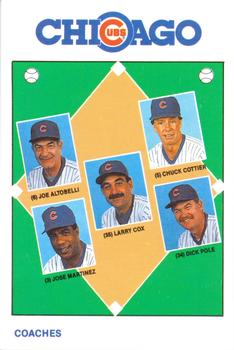 1989 Marathon Chicago Cubs #NNO Cubs Coaches (Joe Altobelli / Chuck Cottier / Larry Cox / Jose Martinez / Dick Pole) Front