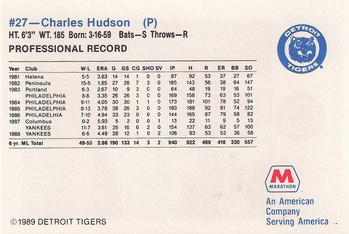 1989 Marathon Detroit Tigers #27 Charles Hudson Back