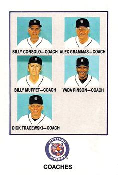 1989 Marathon Detroit Tigers #NNO Tigers Coaches (Billy Consolo / Alex Grammas / Billy Muffett / Vada Pinson / Dick Tracewski) Front