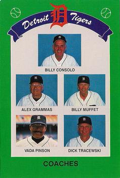 1990 Coca-Cola/Kroger Detroit Tigers #NNO Tigers Coaches (Billy Consolo / Alex Grammas / Billy Muffett / Vada Pinson / Dick Tracewski) Front
