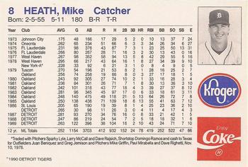 1990 Coca-Cola/Kroger Detroit Tigers #NNO Mike Heath Back