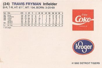1992 Kroger Detroit Tigers #NNO Travis Fryman Back