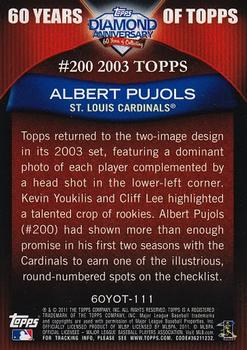 2011 Topps - 60 Years of Topps #60YOT-111 Albert Pujols Back