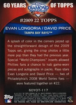 2011 Topps - 60 Years of Topps #60YOT-117 Evan Longoria / David Price Back