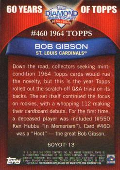 2011 Topps - 60 Years of Topps #60YOT-13 Bob Gibson Back