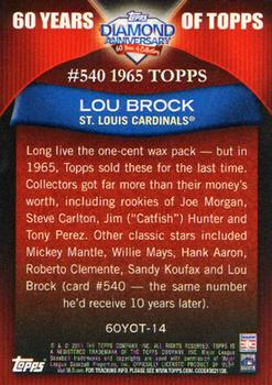2011 Topps - 60 Years of Topps #60YOT-14 Lou Brock Back