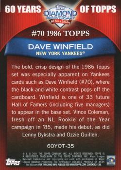 2011 Topps - 60 Years of Topps #60YOT-35 Dave Winfield Back