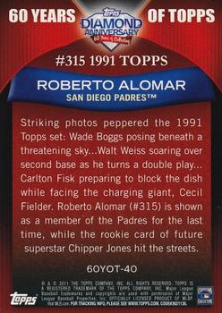 2011 Topps - 60 Years of Topps #60YOT-40 Roberto Alomar Back