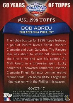 2011 Topps - 60 Years of Topps #60YOT-47 Bob Abreu Back