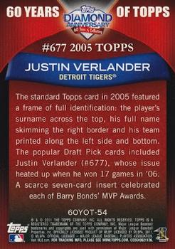 2011 Topps - 60 Years of Topps #60YOT-54 Justin Verlander Back