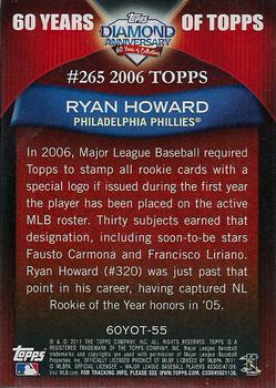2011 Topps - 60 Years of Topps #60YOT-55 Ryan Howard Back