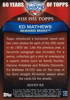 2011 Topps - 60 Years of Topps #60YOT-63 Eddie Mathews Back