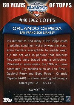 2011 Topps - 60 Years of Topps #60YOT-70 Orlando Cepeda Back