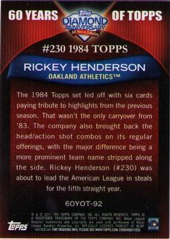 2011 Topps - 60 Years of Topps #60YOT-92 Rickey Henderson Back
