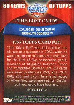 2011 Topps - 60 Years of Topps: The Lost Cards #60YOTLC-2 Duke Snider Back