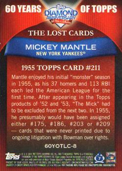 2011 Topps - 60 Years of Topps: The Lost Cards #60YOTLC-8 Mickey Mantle Back