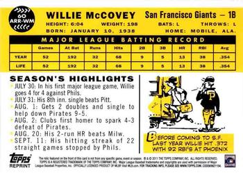 2011 Topps - 60th Anniversary Reprint Relics #60ARR-WM Willie McCovey Back