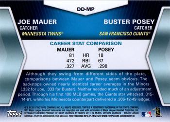 2011 Topps - Diamond Duos (Series 1) #DD-MP Joe Mauer / Buster Posey Back