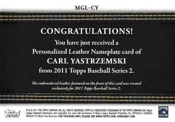 2011 Topps - Manufactured Glove Leather Nameplates #MGL-CY  Carl Yastrzemski Back