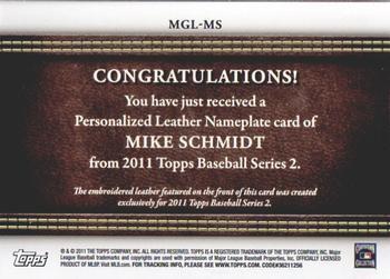 2011 Topps - Manufactured Glove Leather Nameplates #MGL-MS2 Mike Schmidt Back