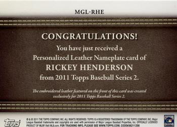 2011 Topps - Manufactured Glove Leather Nameplates #MGL-RHE  Rickey Henderson Back