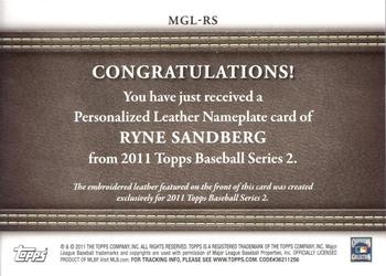 2011 Topps - Manufactured Glove Leather Nameplates #MGL-RS Ryne Sandberg  Back