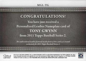 2011 Topps - Manufactured Glove Leather Nameplates #MGL-TG    Tony Gwynn Back