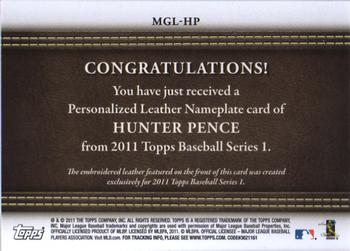 2011 Topps - Manufactured Glove Leather Nameplates #MGL-HP Hunter Pence Back
