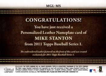 2011 Topps - Manufactured Glove Leather Nameplates #MGL-MS Mike Stanton Back