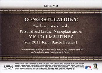 2011 Topps - Manufactured Glove Leather Nameplates #MGL-VM Victor Martinez Back