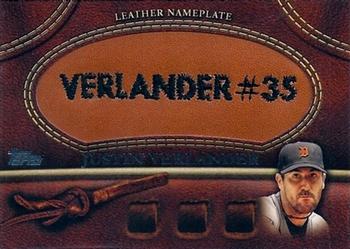 2011 Topps - Manufactured Glove Leather Nameplates #MGL-JVE Justin Verlander Front