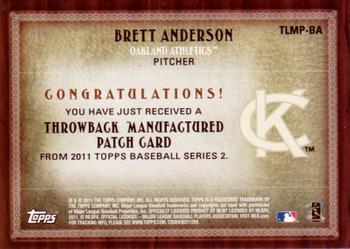 2011 Topps - Throwback Logo Manufactured Patch #TLMP-BA Brett Anderson Back