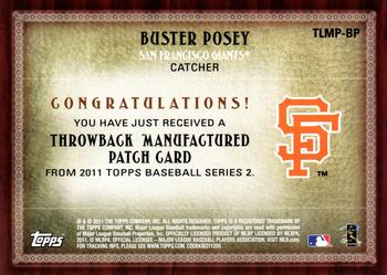 2011 Topps - Throwback Logo Manufactured Patch #TLMP-BP Buster Posey Back