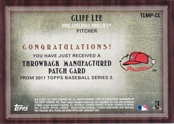 2011 Topps - Throwback Logo Manufactured Patch #TLMP-CL Cliff Lee Back