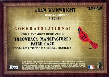 2011 Topps - Throwback Logo Manufactured Patch #TLMP-AW Adam Wainwright Back