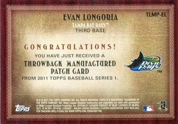 2011 Topps - Throwback Logo Manufactured Patch #TLMP-EL Evan Longoria Back