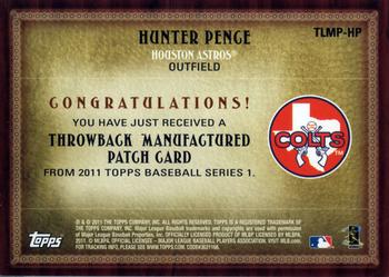 2011 Topps - Throwback Logo Manufactured Patch #TLMP-HP Hunter Pence Back