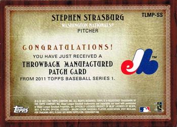 2011 Topps - Throwback Logo Manufactured Patch #TLMP-SS Stephen Strasburg Back